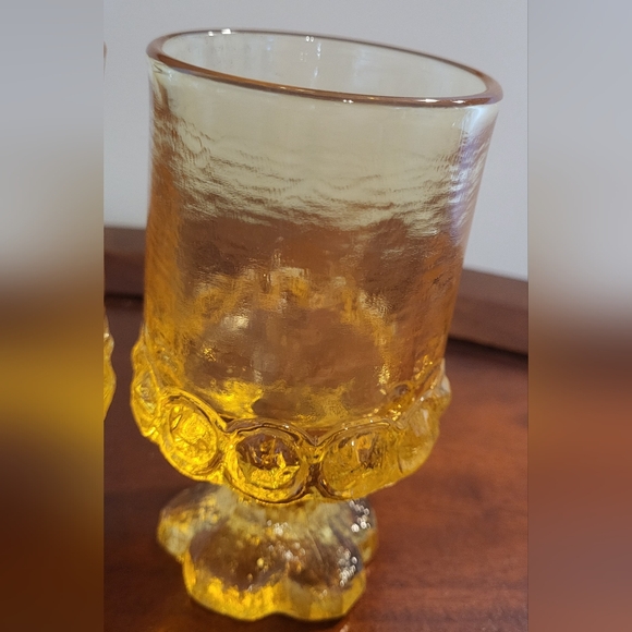 Vintage 1970s Tiffin Franciscan Madeira Cornsilk Yellow Glass Drinkware 4 Pieces - Picture 5 of 10